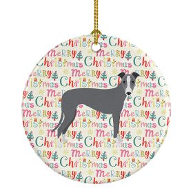 Italian Greyhound Merry Christmas Ceramic Ornament Christmas Tree Hanging Decorations for Home Christmas Holiday, Party, Gift, 3 in, Multicolor (Default: Default)