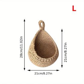 1pc Wall Hanging Basket; Bohemian Style Woven Basket; Creative Teardrop Shape Suitable For Vegetables And Fruits; Kitchen Storage Basket (model: L)