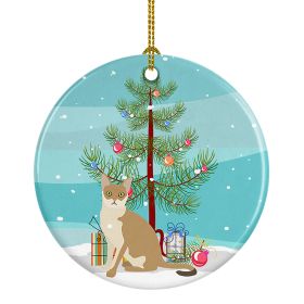 NEW Singapura Cat Christmas Ceramic Ornament Christmas Tree Hanging Decorations for Home Christmas Holiday, Party, Gift, 3 in, Multicolor (Default: Default)